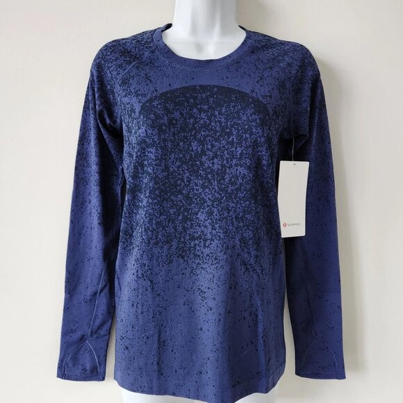 NWT LULULEMON GRKP/TRNV Dark Blue Swiftly Tech Long Sleeve 2.0 Crew Top 6 - Picture 1 of 8